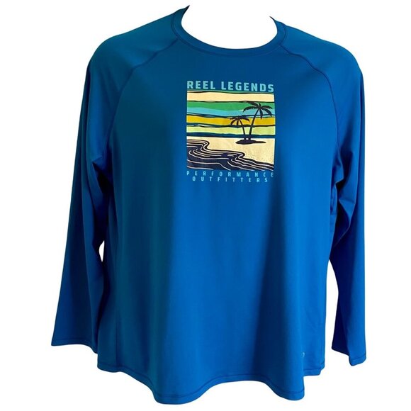 Reel Legends Performance Blue Long Sleeve Shirt with Reel Tec Women's 1X NEW - Picture 2 of 10